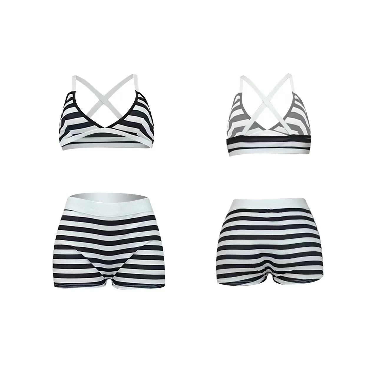 J&H 2022 new arrivals summer fashion army spaghetti strap strip crop top two piece and shorts suits women skinny gym fitness set