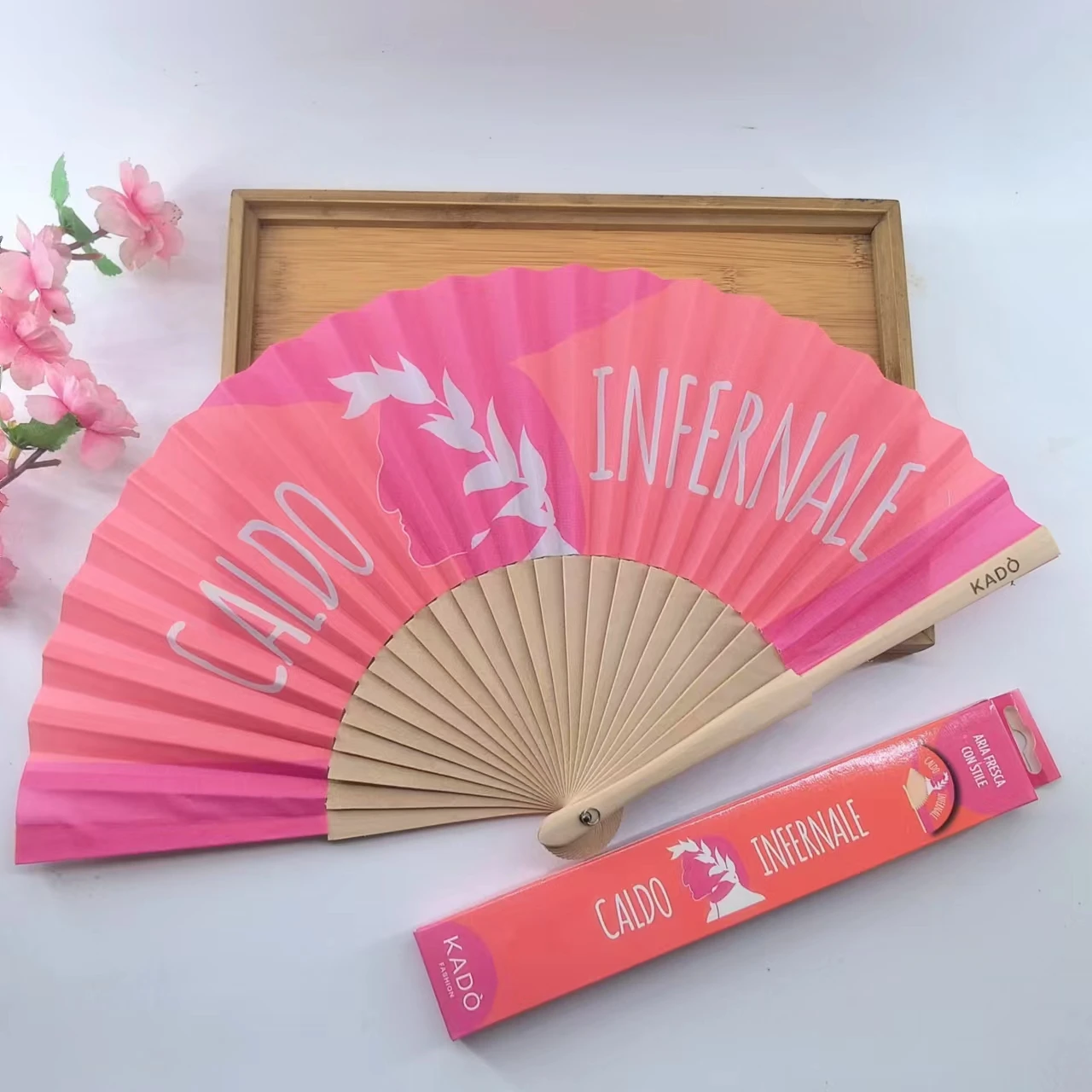 Hot Sale 23cm Crafts Handy Fans Wood Hand Fans Folding Fans for Brands Promotion