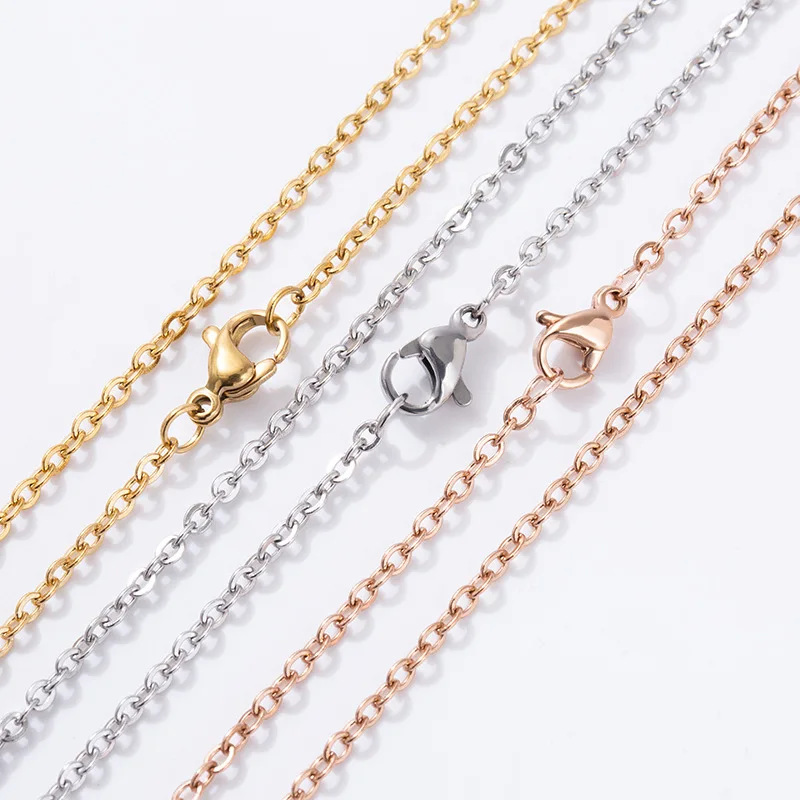316L Stainless Steel O-Link Necklace Chain Gold Long Chain Lobster Clasp Necklace