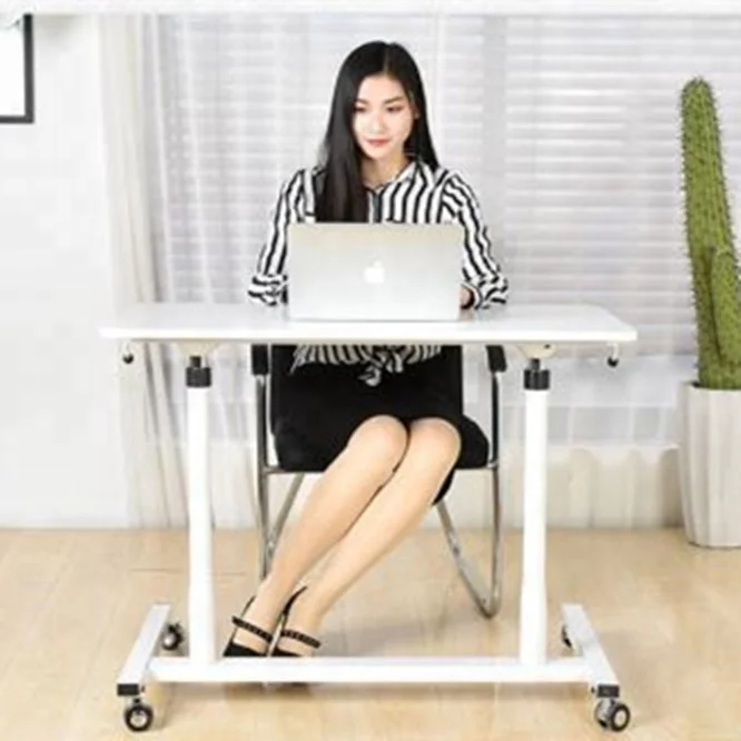 Lifting Steel Adjustable Desk Portable Wheels Folding Tables Height Stand Up Ergonomic Air Column Lift Table Office Furniture