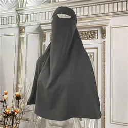 Arab Simple Islamic Female Niqab Solid Color Muslim Overhead Hijab Face Cover Veil Scarf