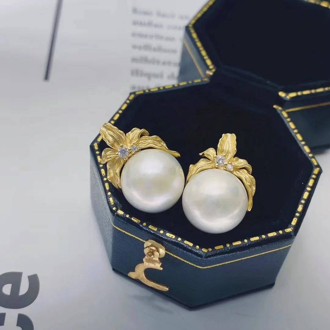 JW051 11-12mm  DIY Natural Real Freshwater pearl set charm  accessories 925 sterling silver  Gold Plated jewelry set for women