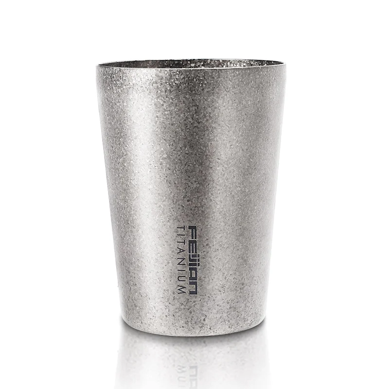 Customize Titanium Silver Water Cup with Diamond Surface 400 ml Pure Titanium Vacuum Luxury Ultralight Bactericidal for Gift