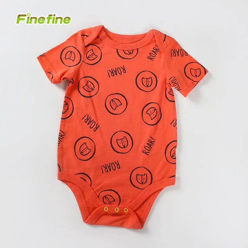 Wholesale Newborn Infant Group Cotton Knitted Short Sleeve Allover Printed Summer Baby romper For Little Boy