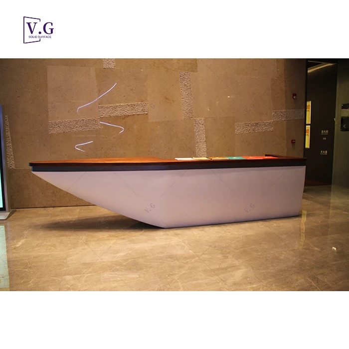 custom modern design office wood stone reception counter boat shape dental office reception pictures