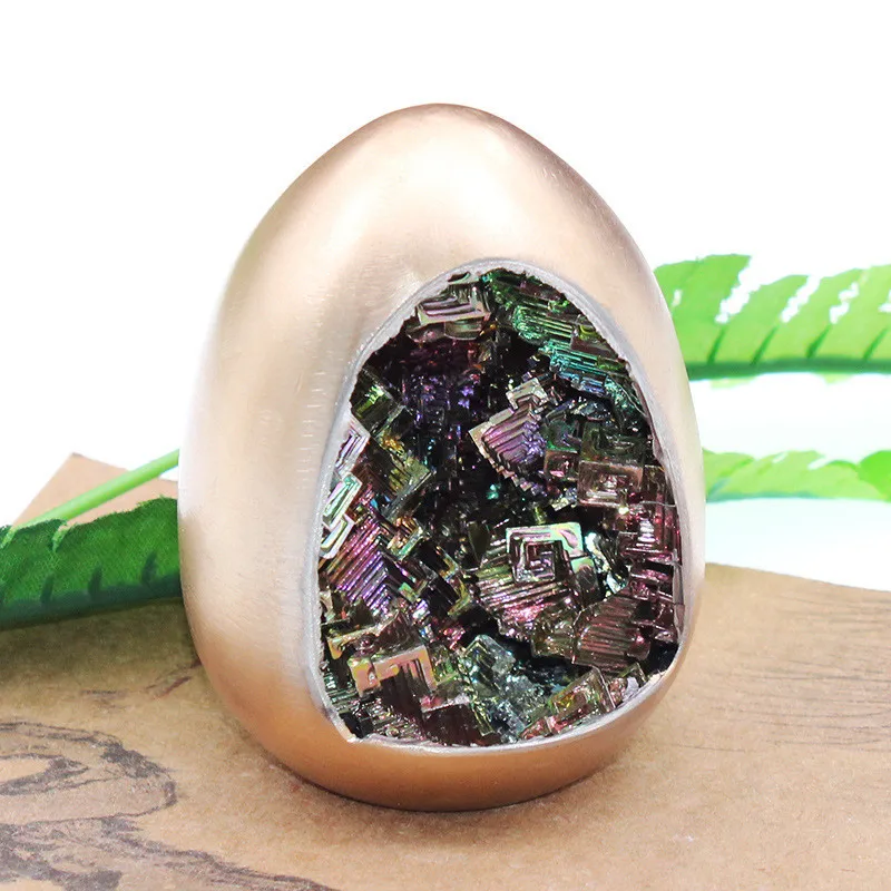 Wholesale Natural Rainbow Bismuth Specimen Egg Crystal Ores Stone Bismuth Egg For Collection