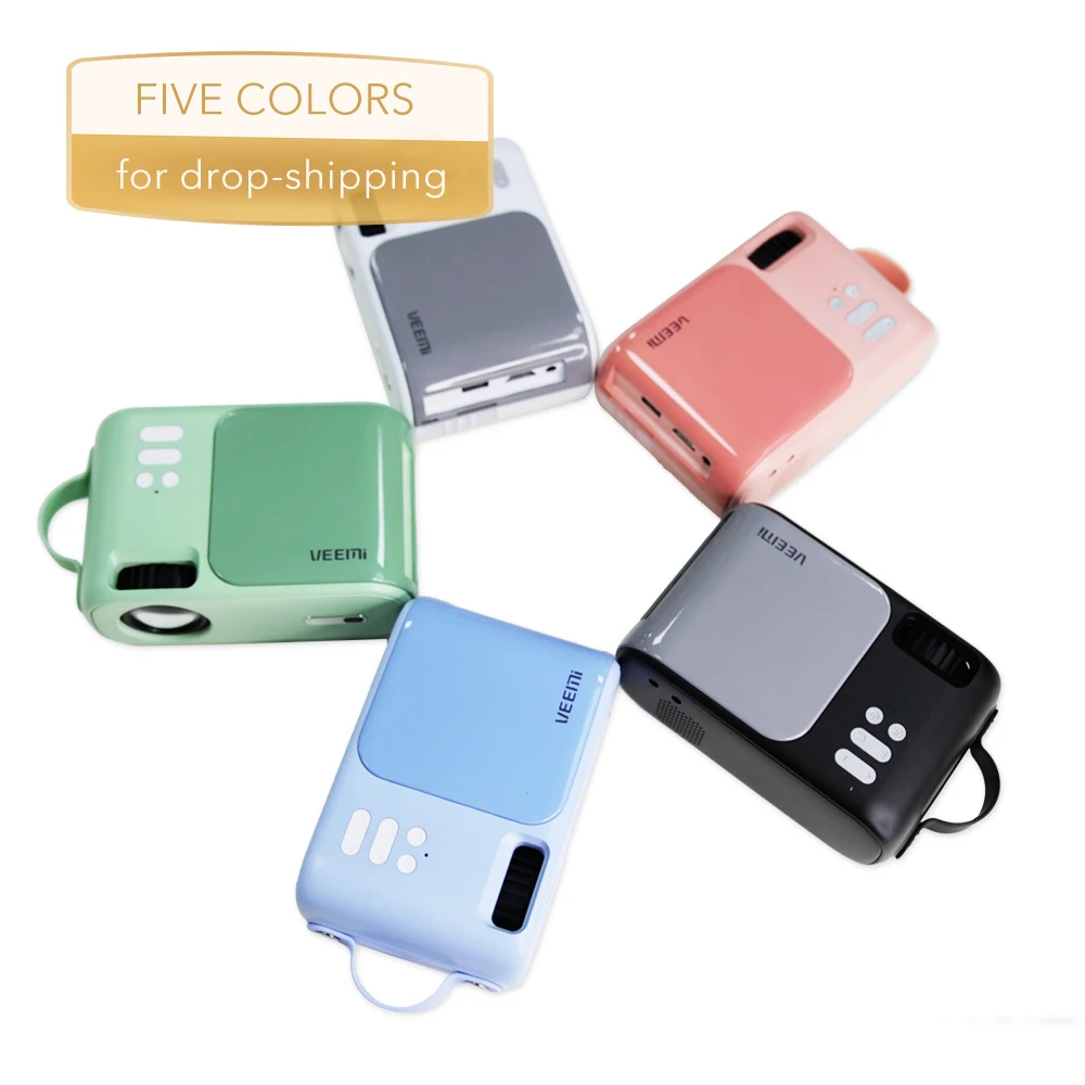 VEEEMI New Small Mini Portable Support 1080P LCD Projector for Outdoor Carrying Recharging From Power Bank