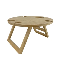 Custom bamboo portable camping table  bamboo folding picnic table bamboo outdoor wine table