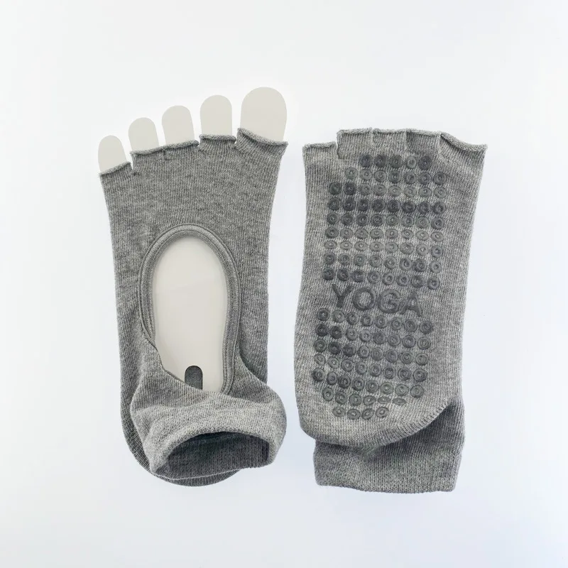 grip wholesale anti slip thickened five-finger yoga socks with open toes