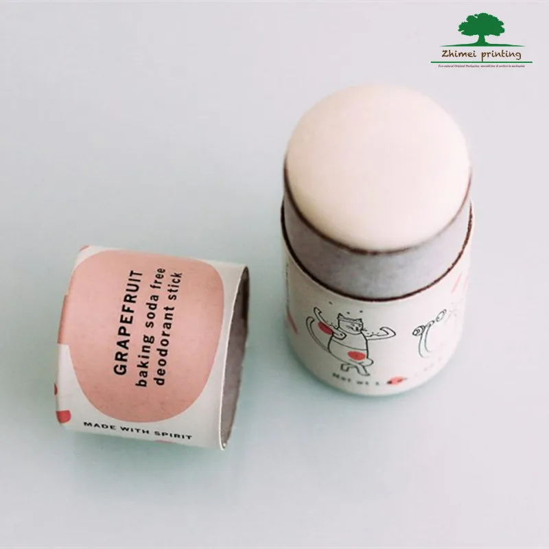 Custom Eco-Friendly Cardboard Push-up Tube with Wax Paper Lining for Lip Balm Deodorant Stick Packaging Cosmetic Use
