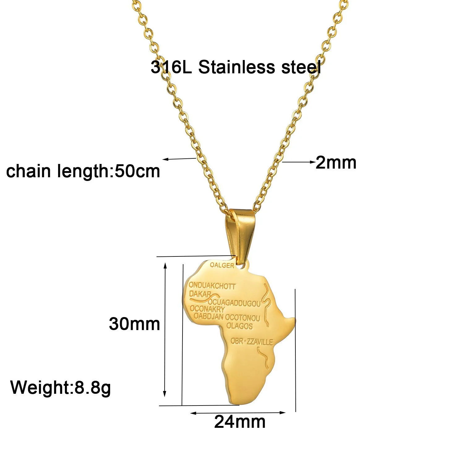 Manufacturer Wholesale Fashion Popular Beautiful Map Of Africa Pendants Necklace Men And Women Universal Beautiful Necklace