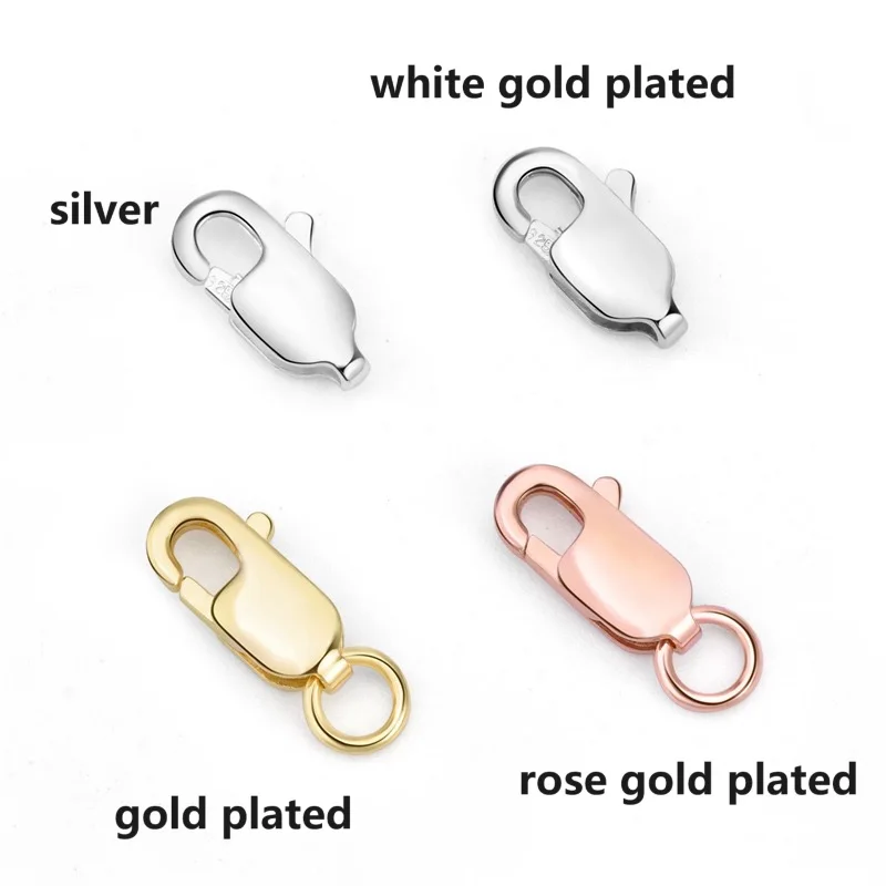 WHOLESALE PRICE 100% Real 925 Sterling Silver 8/10/11 mm rectangle Lobster Clasp Jewelry Findings Connector Components for DIY