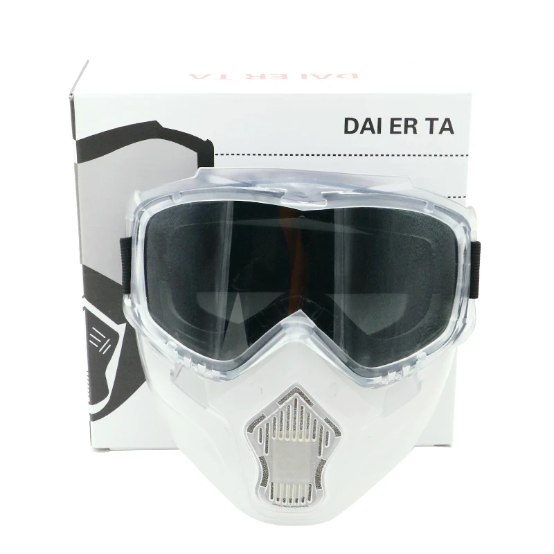 DAIERTA Bike Motocross Motorcycle Open Face Detachable Face Mask Helmets Goggles