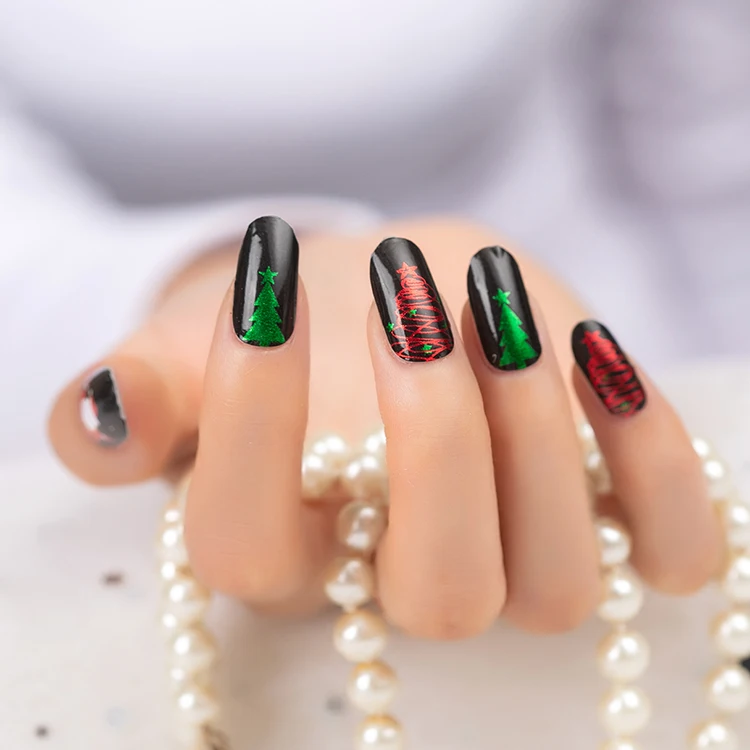 Merry Christmas gift pattern real nail polish stickers nail wraps