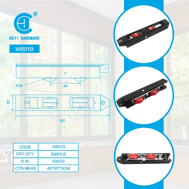Wholesale Africa Market W601B Plastic Iron Wheel Sliding Window Nylon Roller