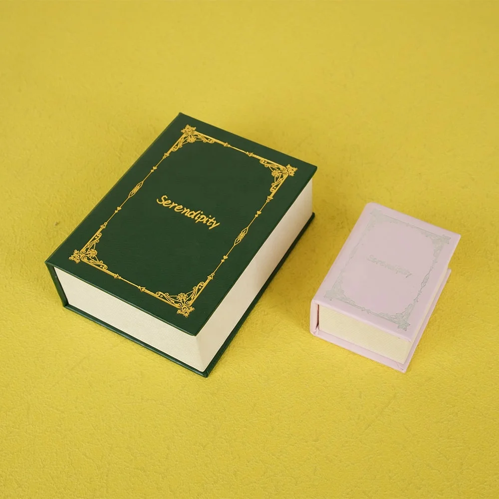 Коробка для печати Маленькая книга стиль Жесткая бумага картон Подарочное ожерелье кольцо ювелирные изделия упаковочная коробка с логотипом