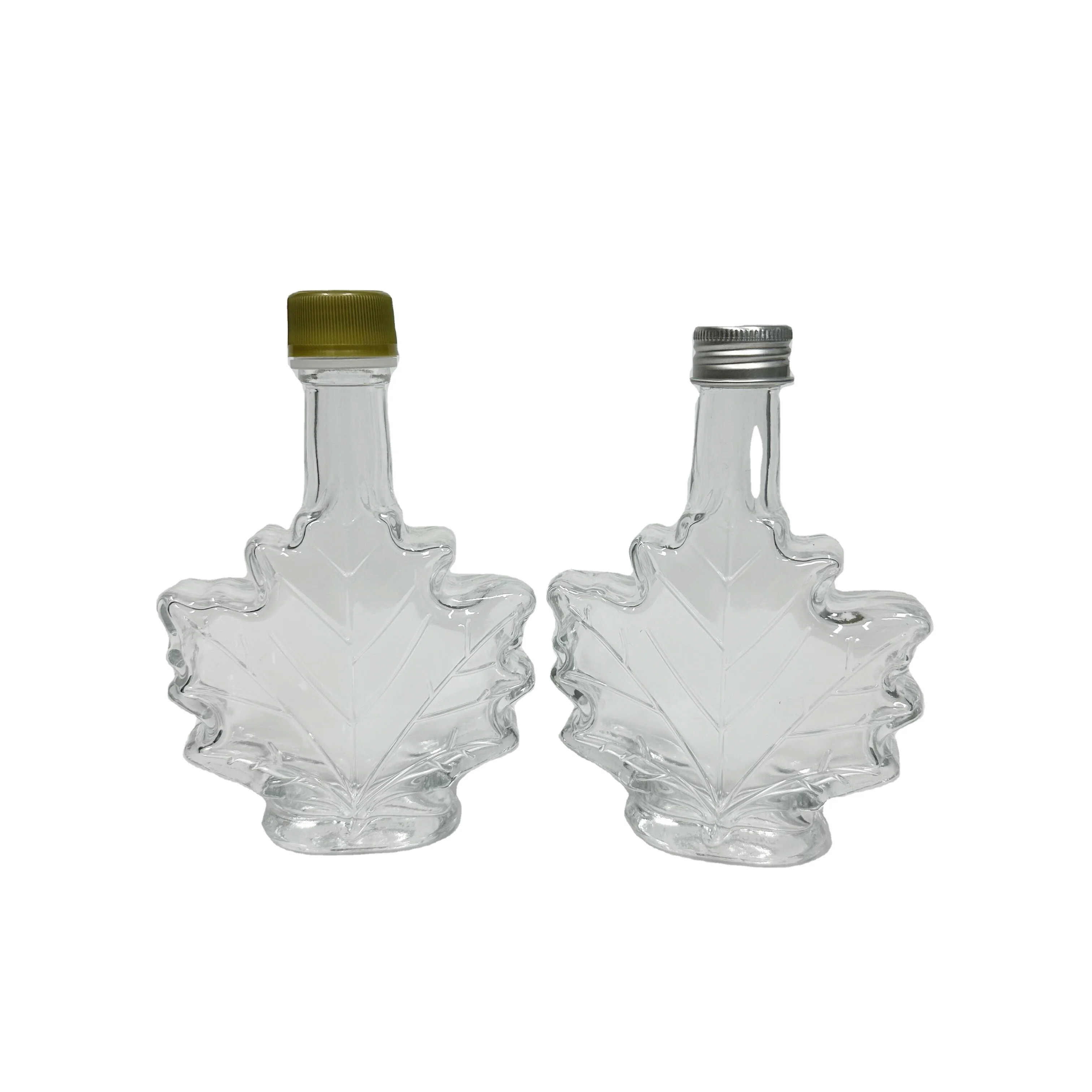 250ml maple leaf shape glass maple syrup bottle with child resistant lid