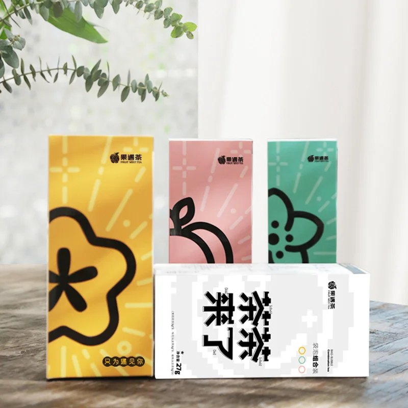Fruit Meet  Tea Custom Design OEM Brand  Coffee Tea Milk Powder Shaking Packaging Bags