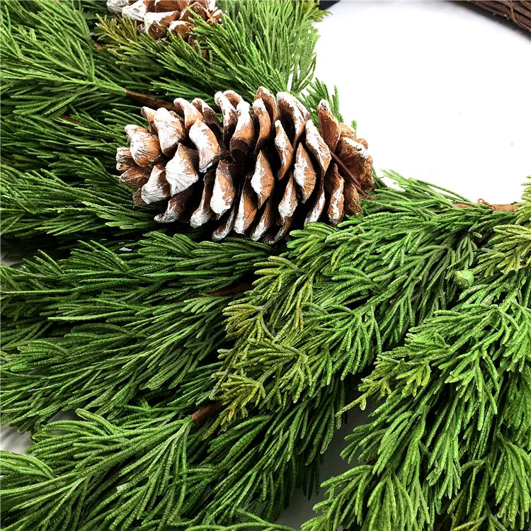 Artificial Cupressus Pine Tree Leaf and Pinecone Rings for Christmas