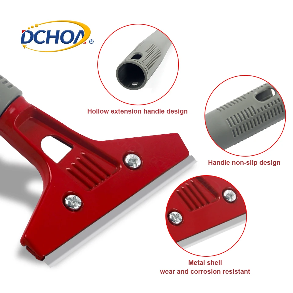 DCHOA 4'  Plastic Handle Cleaning Scraper Steel Blade Replacement vinyl squeegee