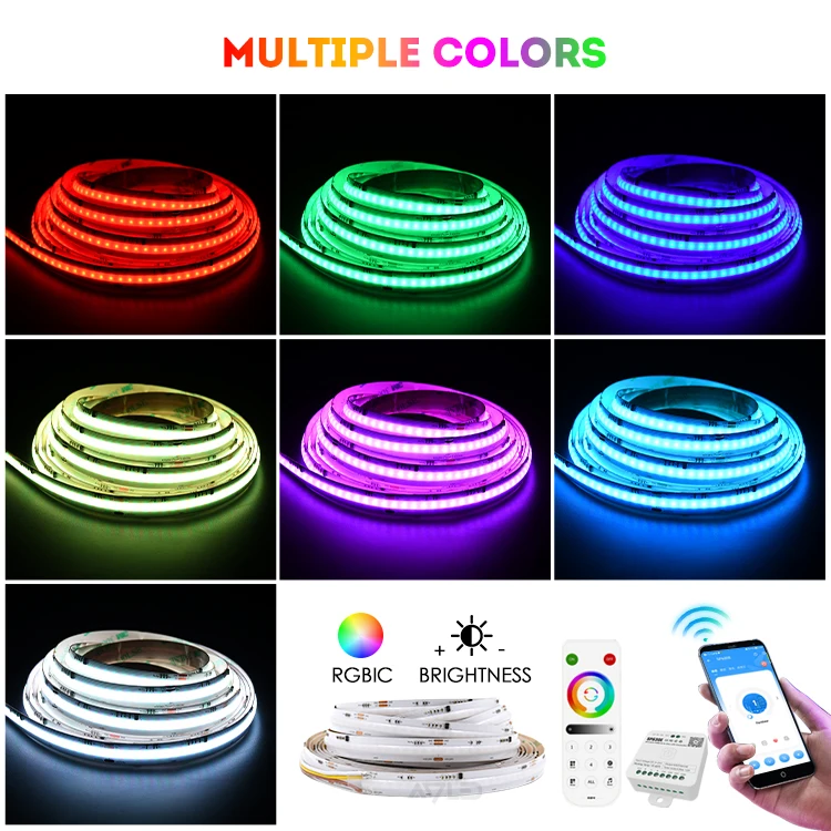 Программируемый RGB COB светодиодные полосы света 24 В 12 адресуемые