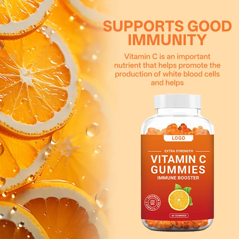 OEM gummy kids vitamins c pectin gummies food supplement collagen pour la peau et vitamin c en gummy for skin