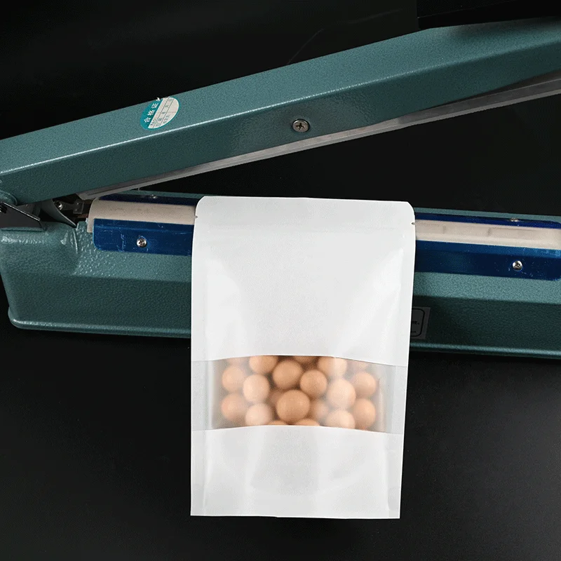 Fast shipping white kraft paper doypack dry fruit packaging ziplock spices nuts packaging bags