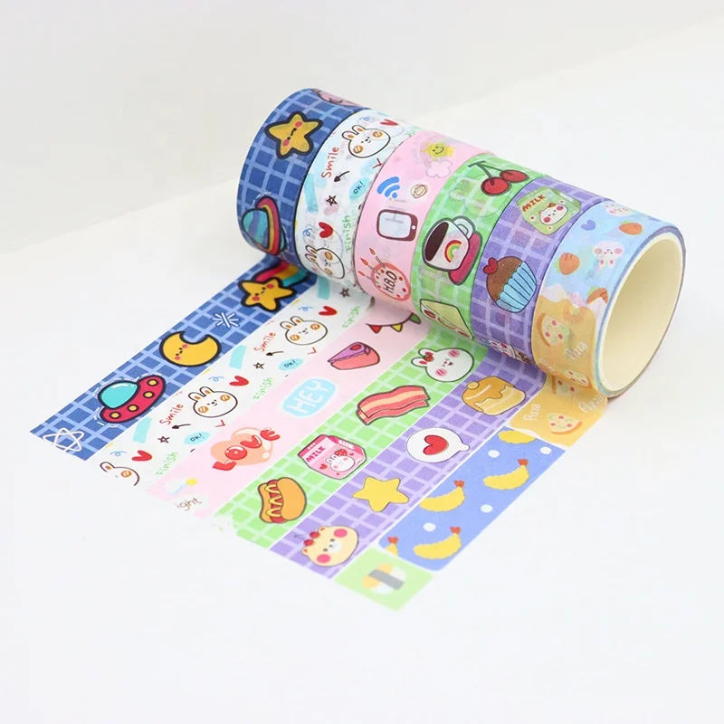 Custom Design Personalized Cute Logo Stickers Adhesive Sticker Roll Decorative Waterproof Vinyl Washi Tape Roll