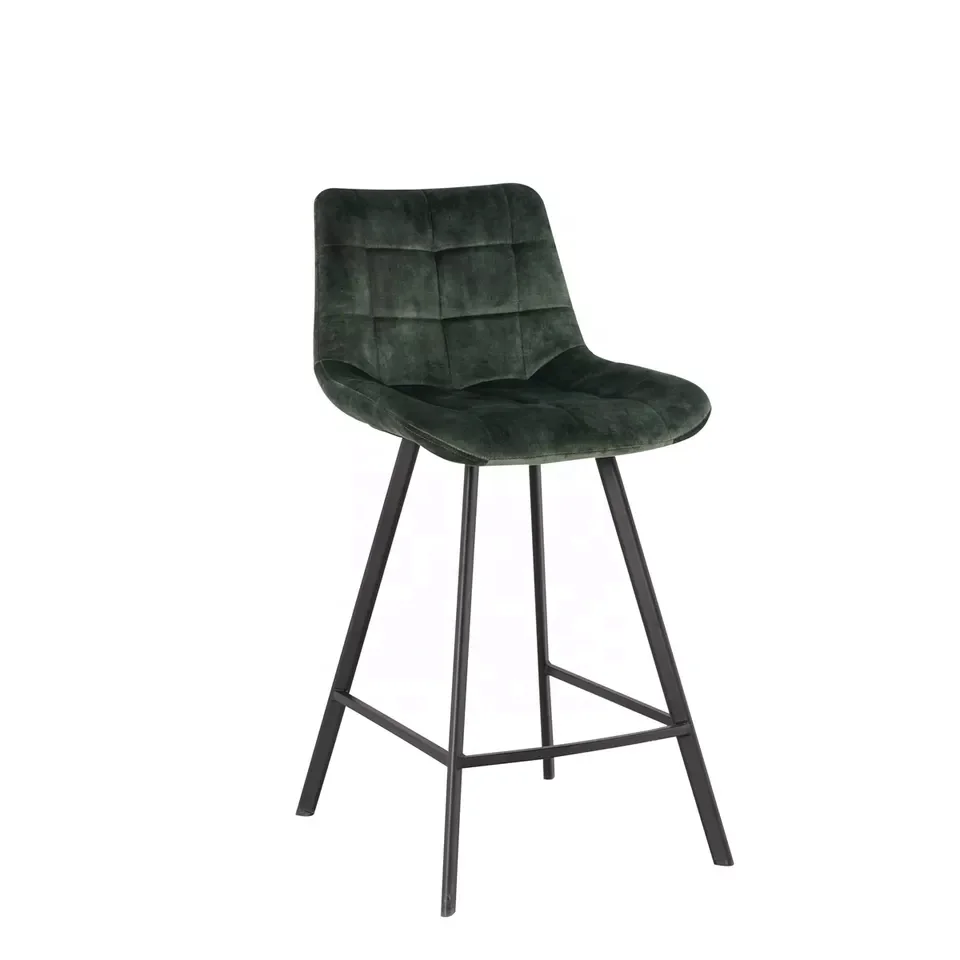 2022 Modern Velvet Fabric Fashion Design Bar Chair Bar Stools with Back
