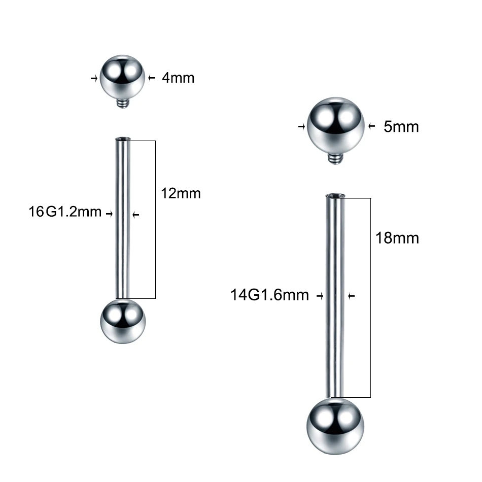 14G Titanium Tongue Bars Piercing 5mm Balls Barbell Nipple Ring Tongue Piercing Nipple Piercing Body Jewelry