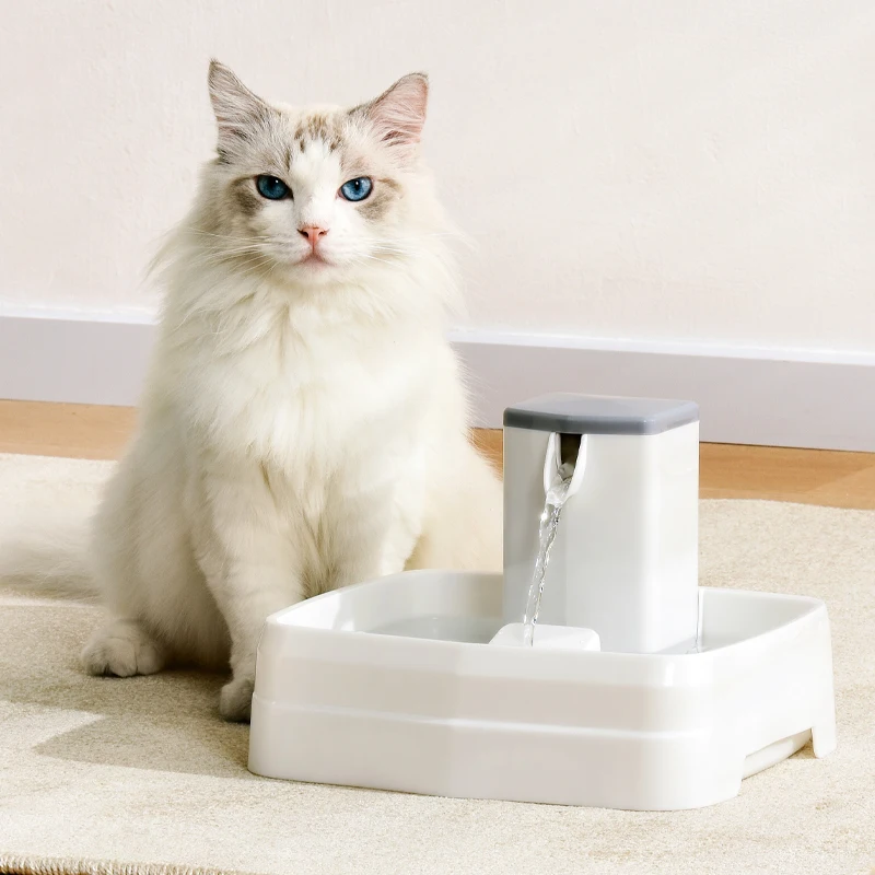 3.1L PP White Cat Waterer Dispenser Water Flow Adjustable Auto Pet Cat Water Fountain