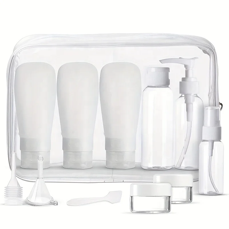 11 Pack Travel Size Bottle Set Silicone Soft Cosmetic Jar Empty Bottles Silicone Travel Tube for Shampoo Lotion