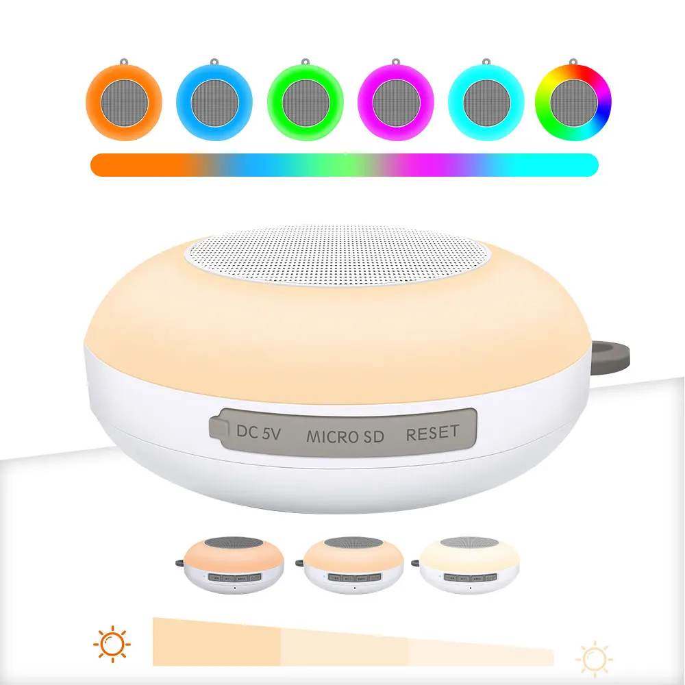 Aomago Outdoor Wireless Shower Waterproof Led BT Speaker with Colorful Light