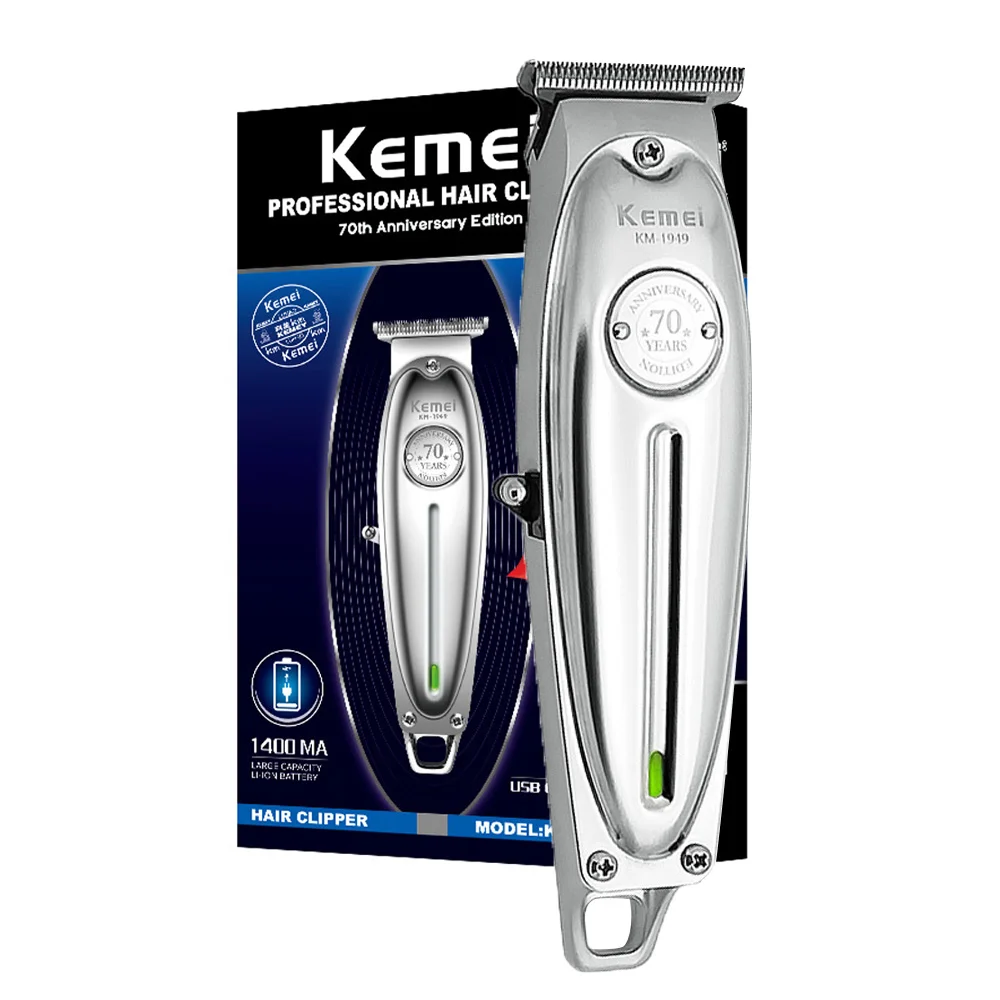 Kemei KM-1949 Профессиональная Мужская электрическая машинка для стрижки с низким уровнем шума T лезвие Парикмахерская Беспроводные Мини волос