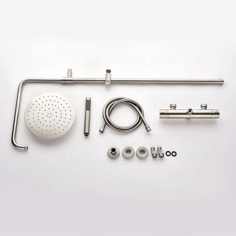 Thermostatic 2 Way Mixer Shower Set With Chrome Valve Round Head