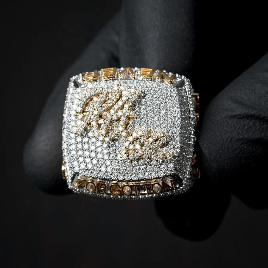 2021 Luxury Hiphop Custom Full Iced Out CZ Diamond Champion Big Men Name Rings Personalized