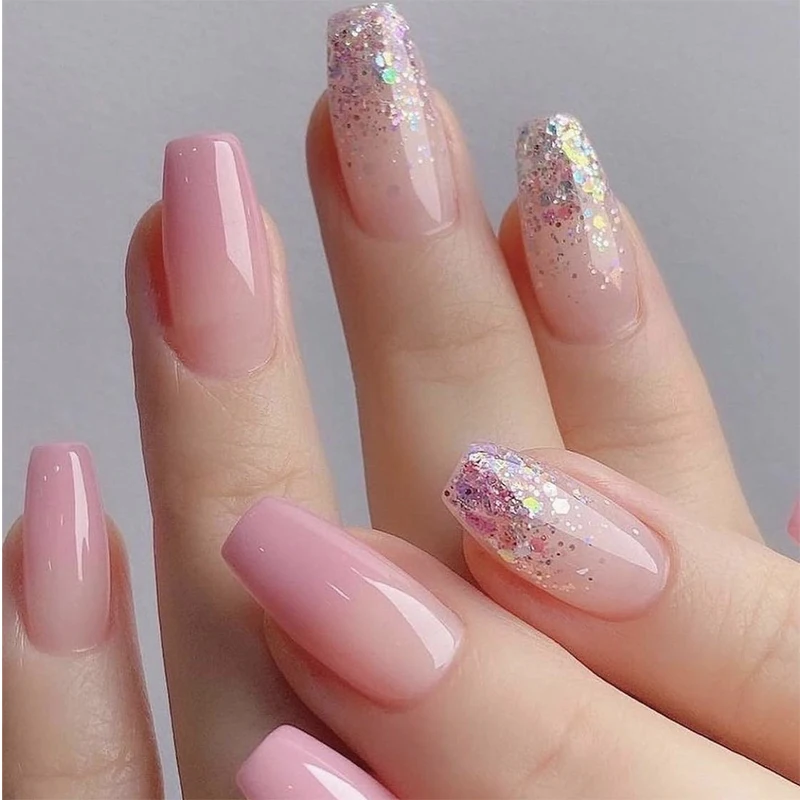 Senboma Wholesale Short Swirl French Square High Quality Soft Gel Press on Nails Wear-Resisting