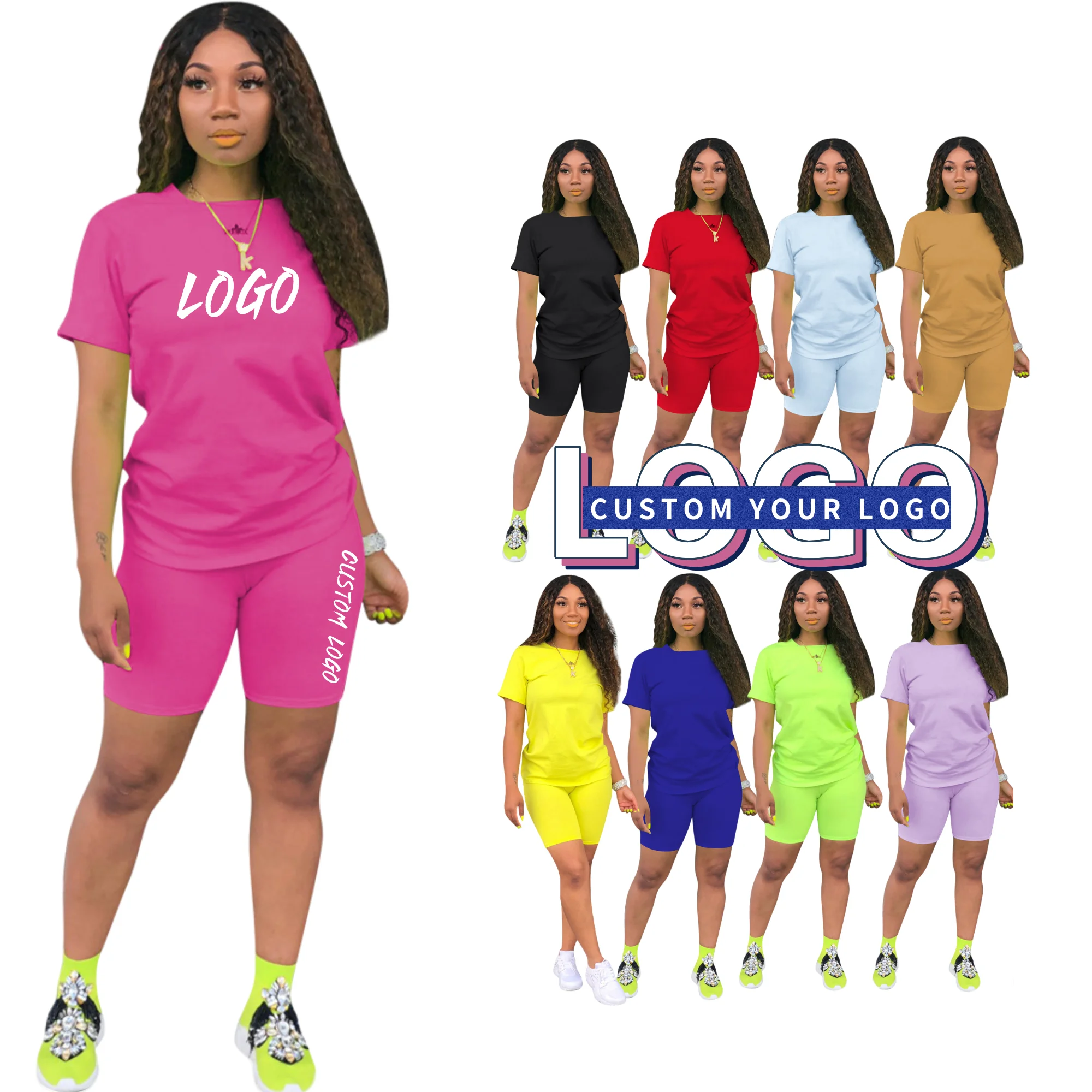 3779 2022 new wholesale fashion summer casual clothing 2022 custom 2 piece set Womens short sets