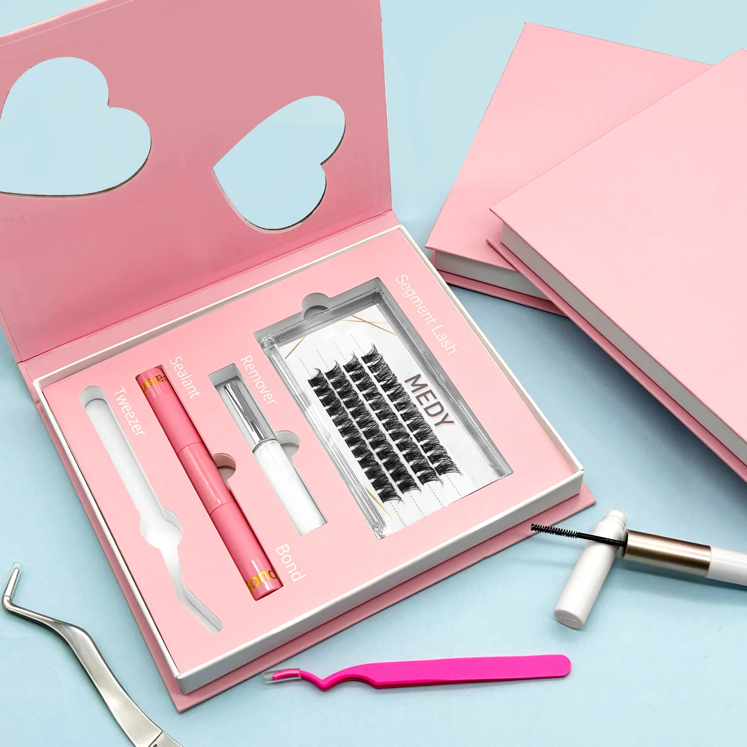 Wholesale Customizable Diy Cluster Lashes private label C D Curl Segment Pre-Cut Extension Kit Eyelashes DIY cluster lashes kit