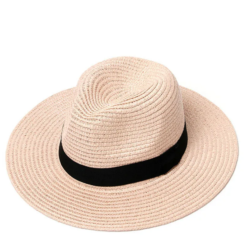 Fashion Style Summer Beach Floppy Fedora Paper Panama Hats Unisex Braid Straw Hat Wholesale 2022