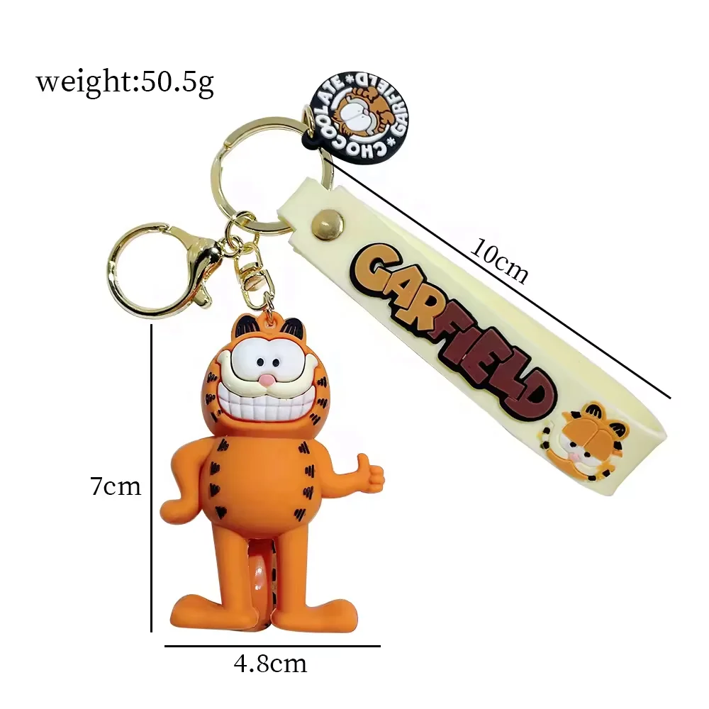 Hot Sale Cute Cat Pvc Doll 3D Car Key Ring Craft Gift Garfieldcatie Key Chain Soft Rubber Silicone Keychain
