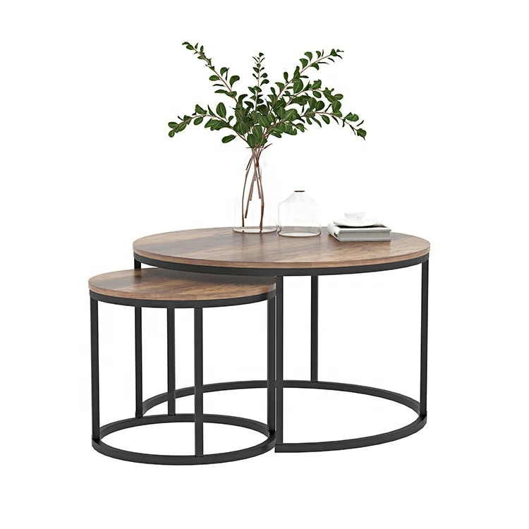 Classic modern c shape 3 piece living room furniture sofa side end wood simple coffee table set