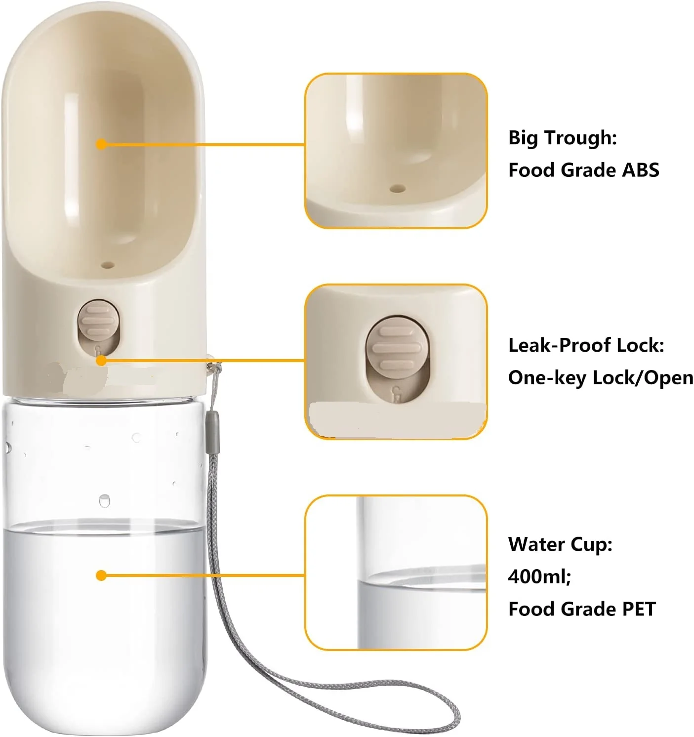 Leak Poof Plastic Dog Drinking Water Dispenser Travel Walking for Dogs Drinking Water Bottle