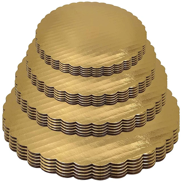 Compressed paper Sturdy Gold cake circle scalloped cake board