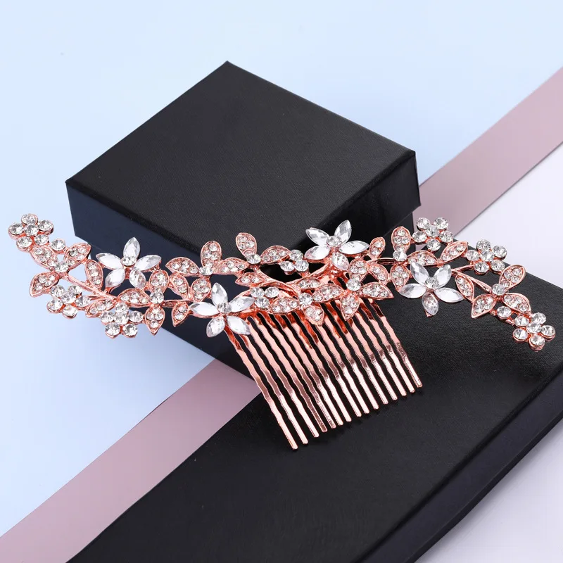 New Design Wedding Crystal Hair Comb Flower Shape Bridal Long Hair Comb Party Jewelry
