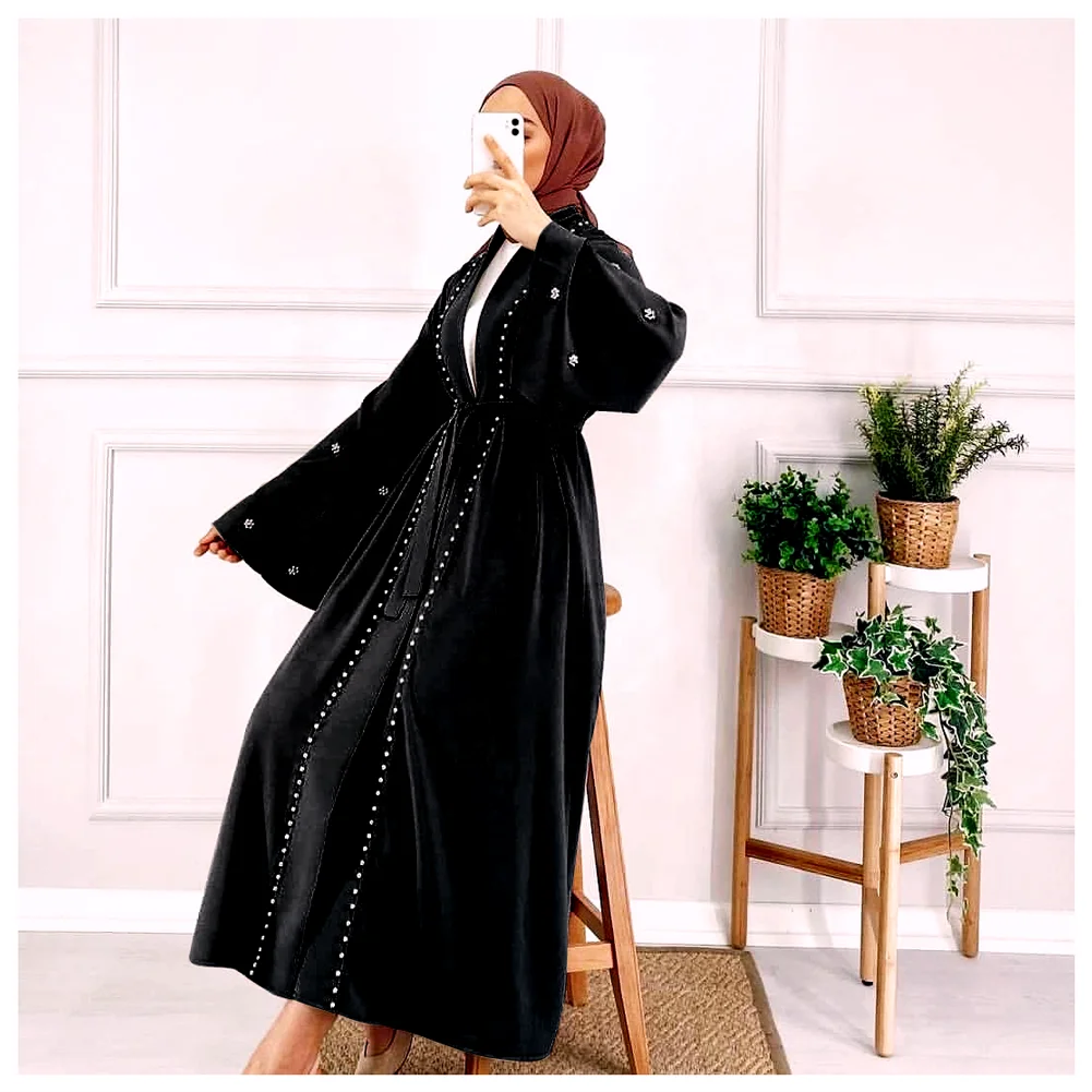 Wholesale Cheap Price Middle East Islamic Women Polyester / ammonia blended yarn Abaya Dress Fashion Muslim Ladies Maxi Dress