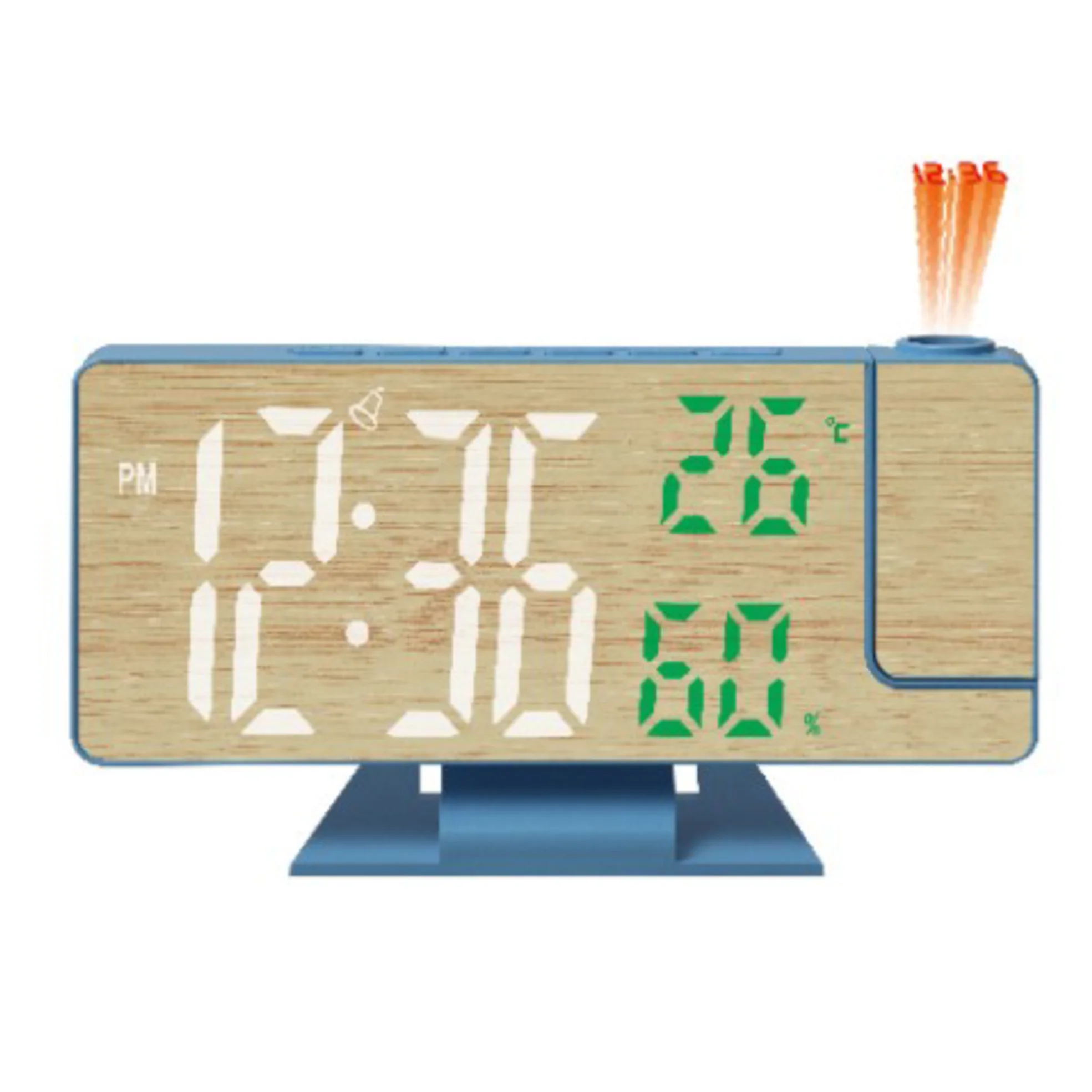 Modern Design Smart Digital LED Alarm Clock Analog-Digital Features Light Mirror Screen Projector Quartz Wall Clock 5718LW Clock