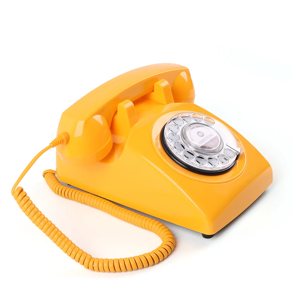 Vintage Phone Wedding Guestbook Antique Telephone Recording Audio Guest Book Telephone Yellow Rotary Phone