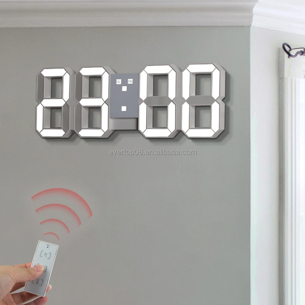 3D numbers desktop and wall mounted LED calendar alarm frame clock