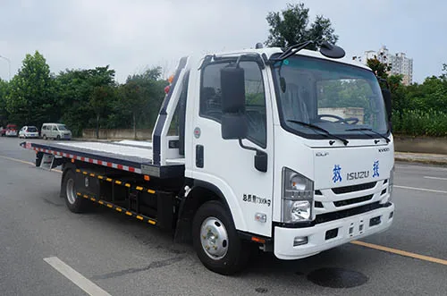 HOT SALE ISUZU One-Pull-Two road wrecker with 3-5Ton Crane, Road Recovery Flatbed tow truck for sale